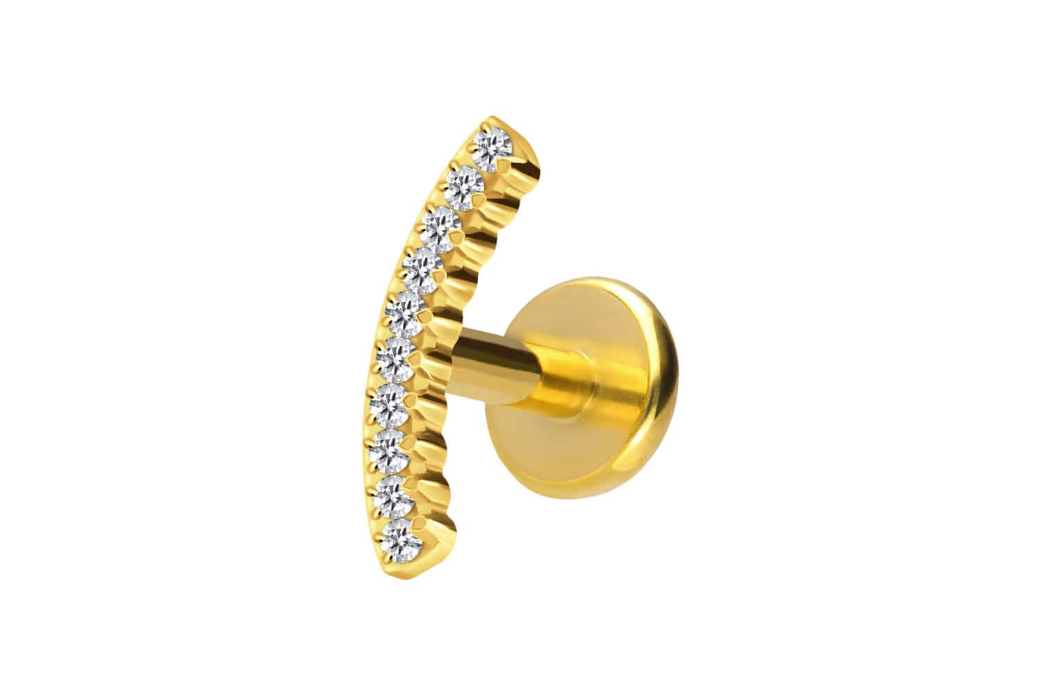 Titan Labret Piercing mit Push Fit KRISTALLBOGEN